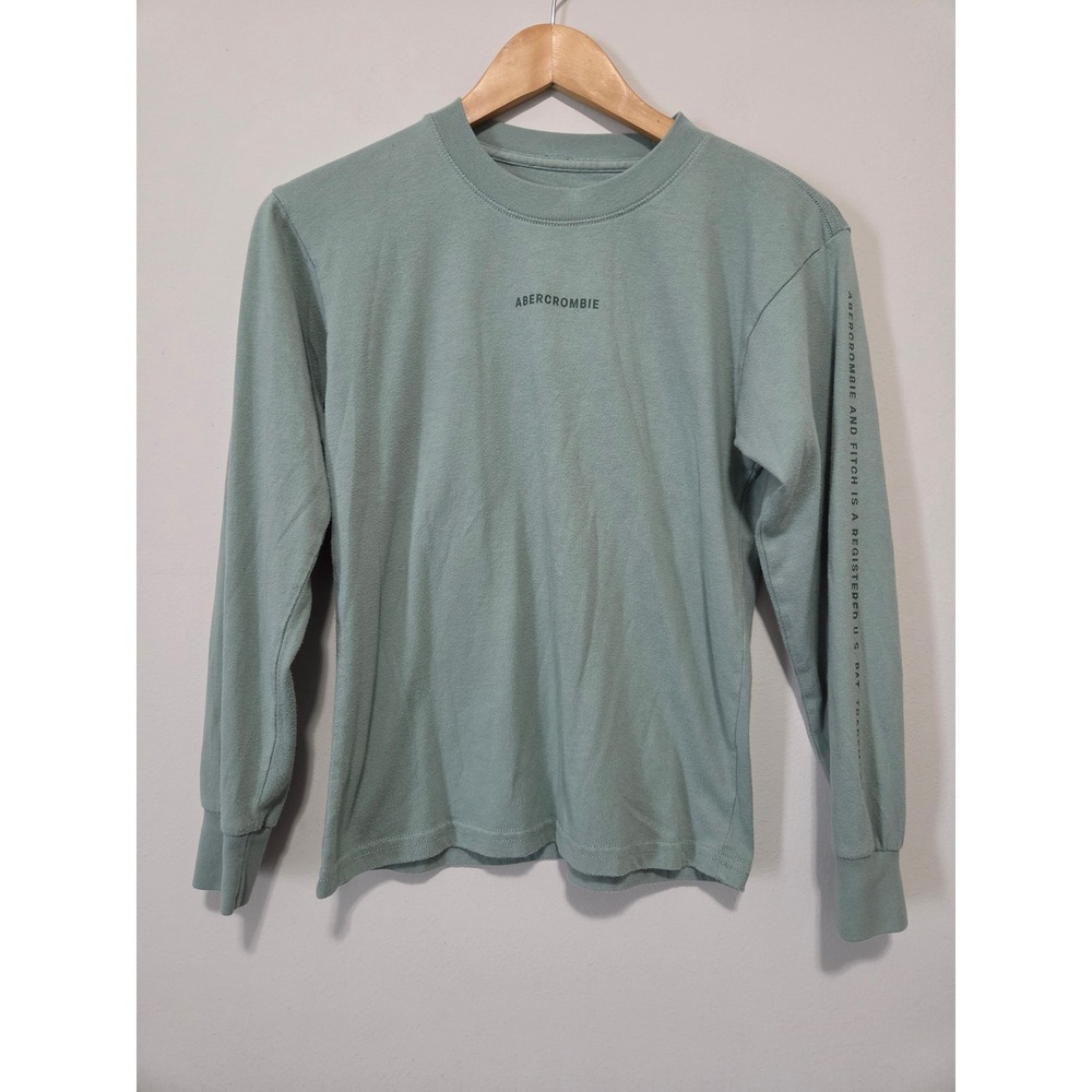 Abercrombie Kids Sage Green Long Sleeve Logo Graphic Tee Shirt Size 11/12